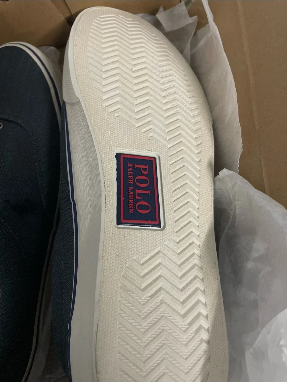 Polo by Ralph Lauren Navy Canvas Low-Top Sneakers with Brown Accents
